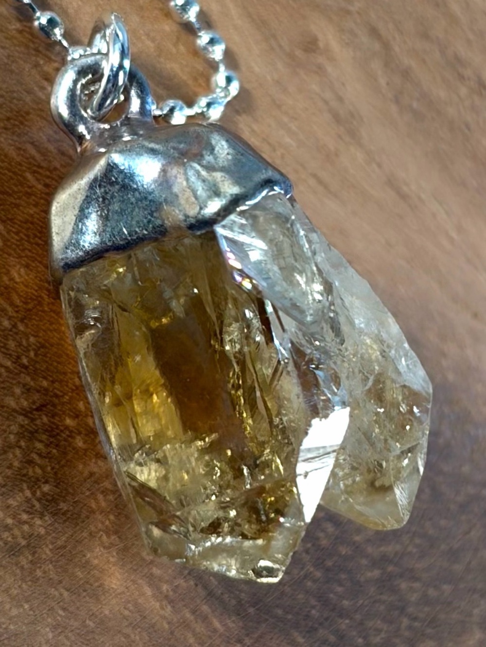 Raw Citrine Double Pointed Pendant Necklace